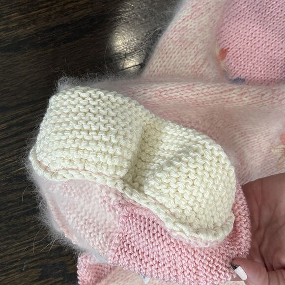 Nannell Sweater Women’s Small Pink Floral Embroidered Puff Sleeve Beaded Angora - Picture 8 of 10